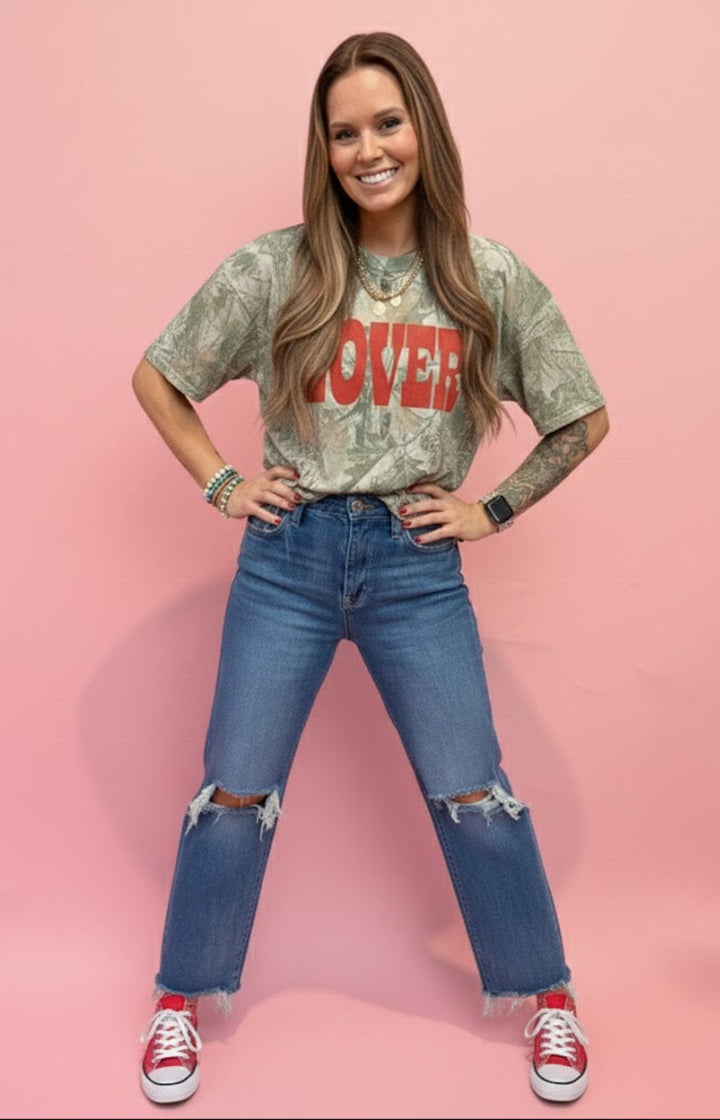 LOVER PUFF, CAMO WESTERN BOXY COTTON TSHIRT - eloise boutique