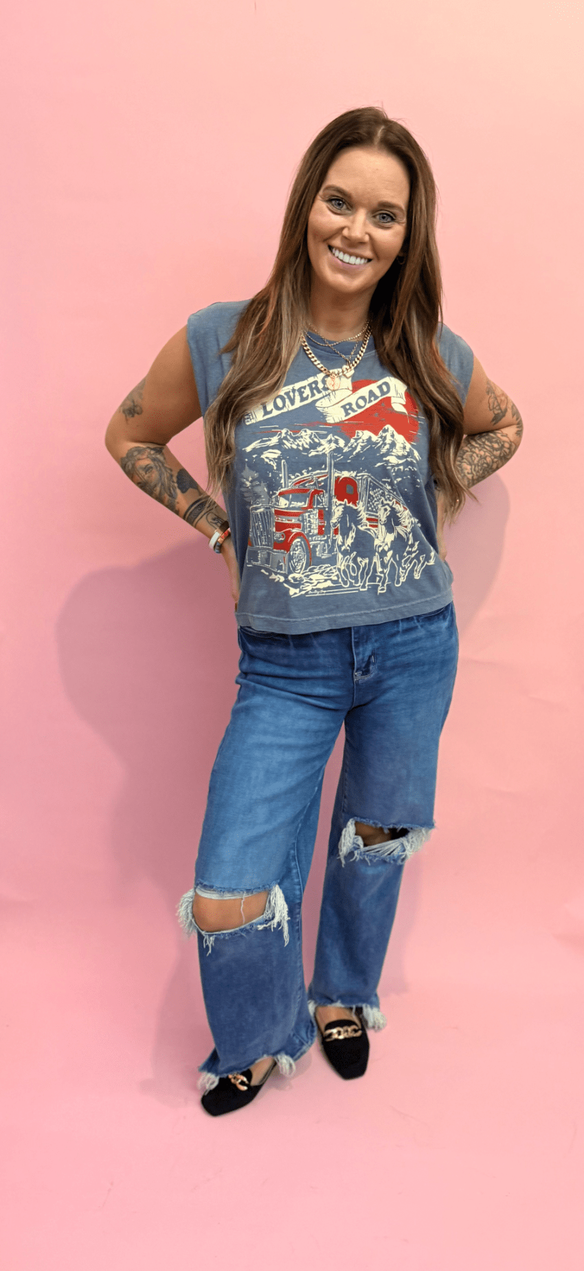 Lovers Road Boxy Muscle Tee - eloise boutique