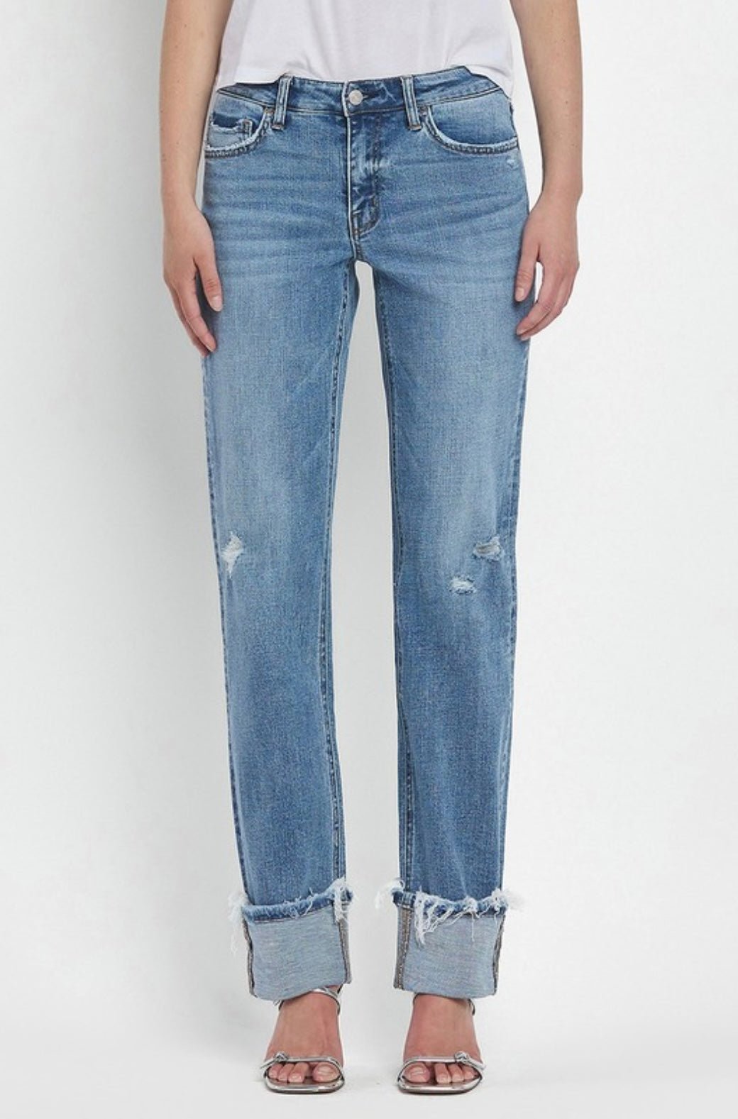 Lovervet Evermore Mid Rise Cuffed Straight Jean - eloise boutique