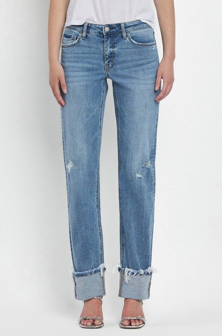 Lovervet Evermore Mid Rise Cuffed Straight Jean - eloise boutique