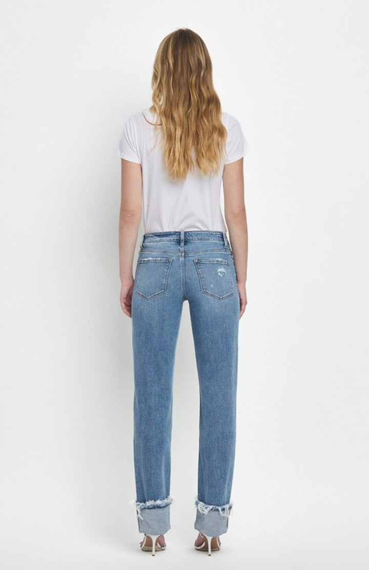 Lovervet Evermore Mid Rise Cuffed Straight Jean - eloise boutique