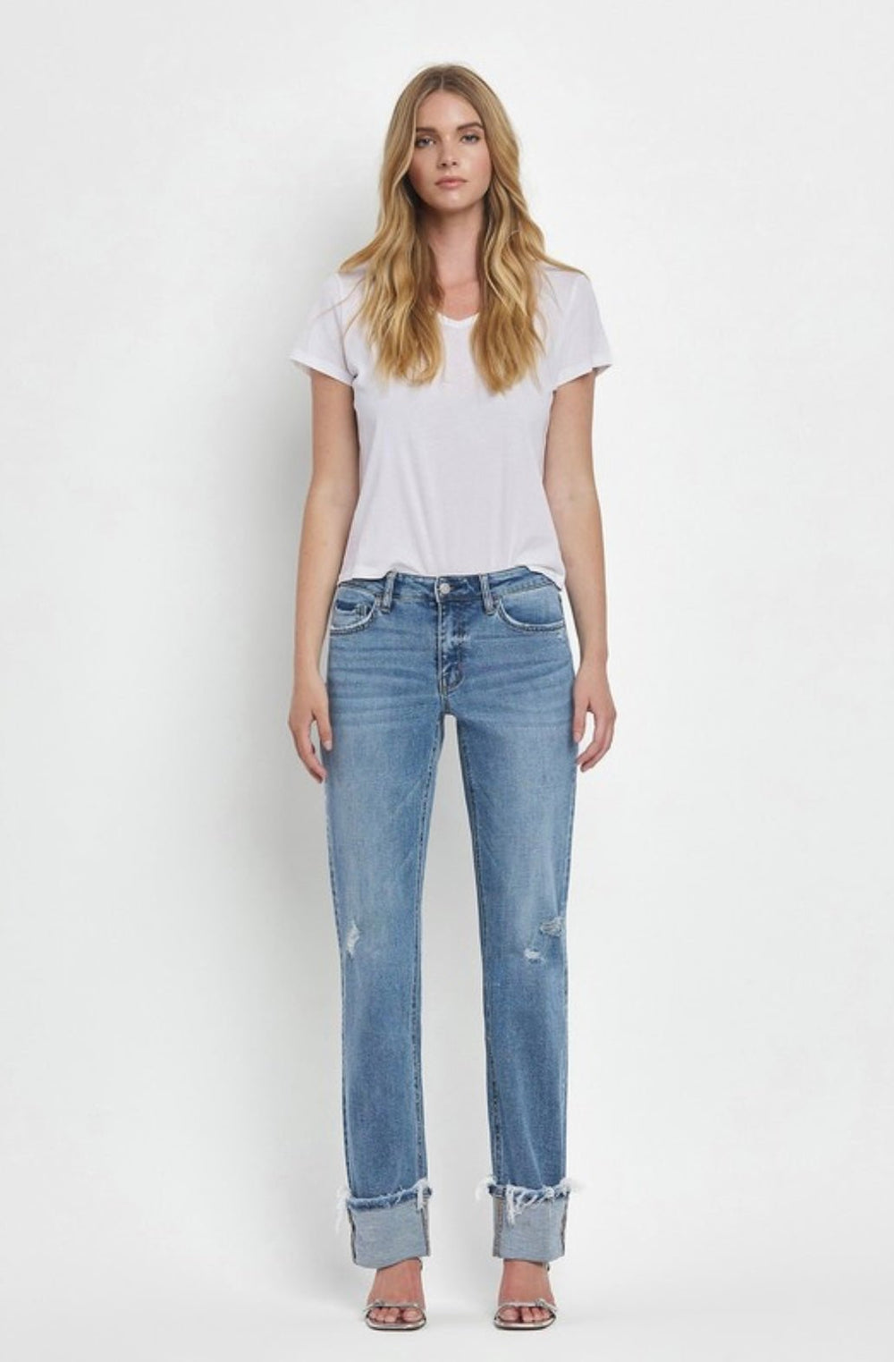 Lovervet Evermore Mid Rise Cuffed Straight Jean - eloise boutique