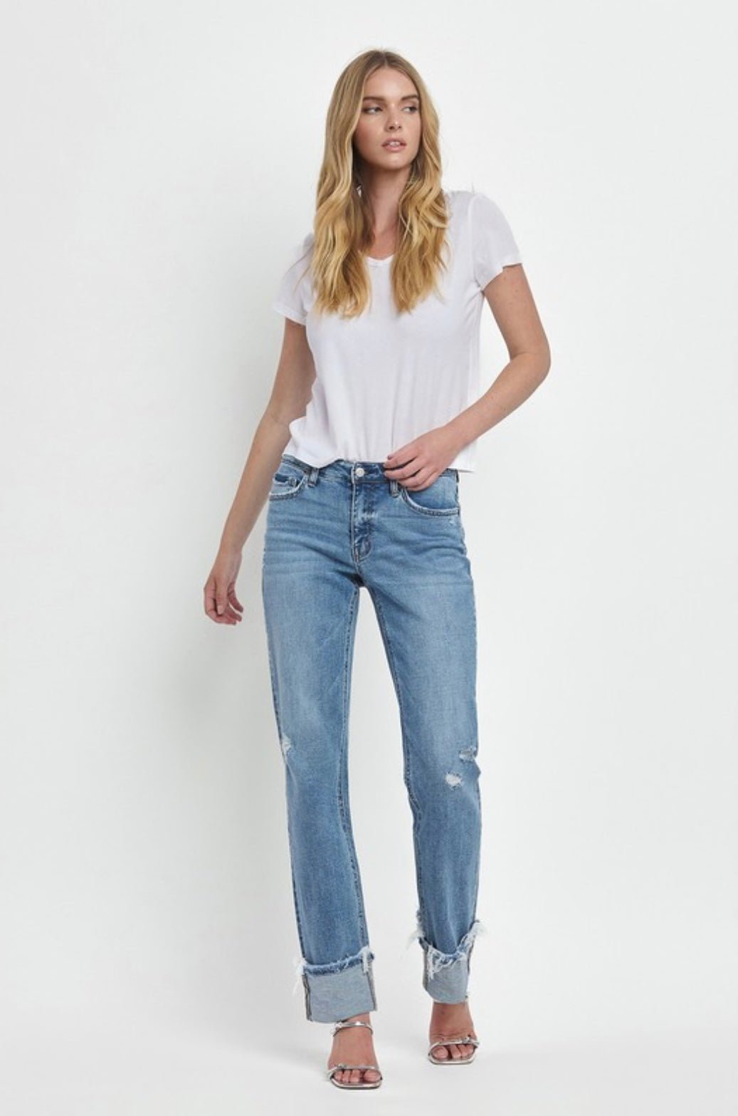 Lovervet Evermore Mid Rise Cuffed Straight Jean - eloise boutique