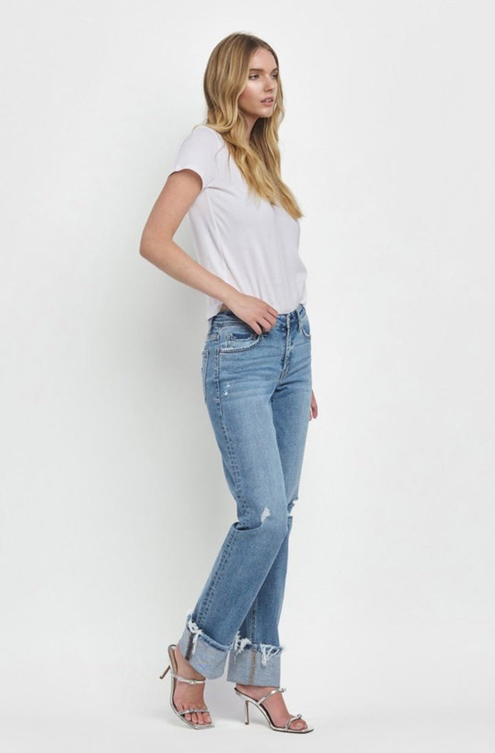 Lovervet Evermore Mid Rise Cuffed Straight Jean - eloise boutique