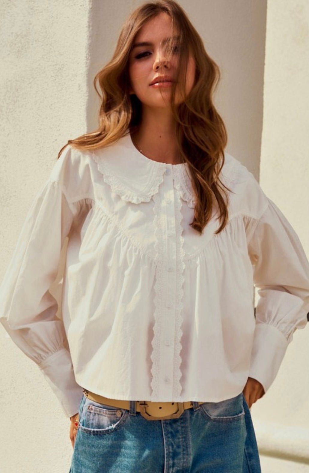 Luxe String Long Sleeve Relaxed Blouse - eloise boutique