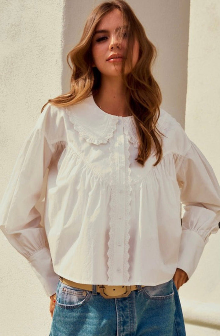Luxe String Long Sleeve Relaxed Blouse - eloise boutique