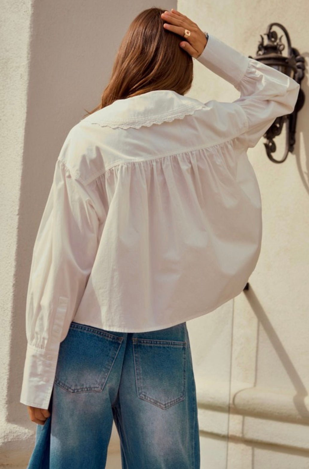 Luxe String Long Sleeve Relaxed Blouse - eloise boutique