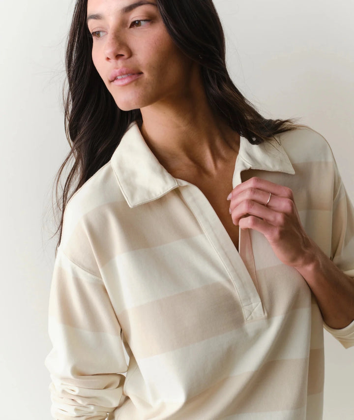 Luxe Sueded Polo Tee - eloise boutique