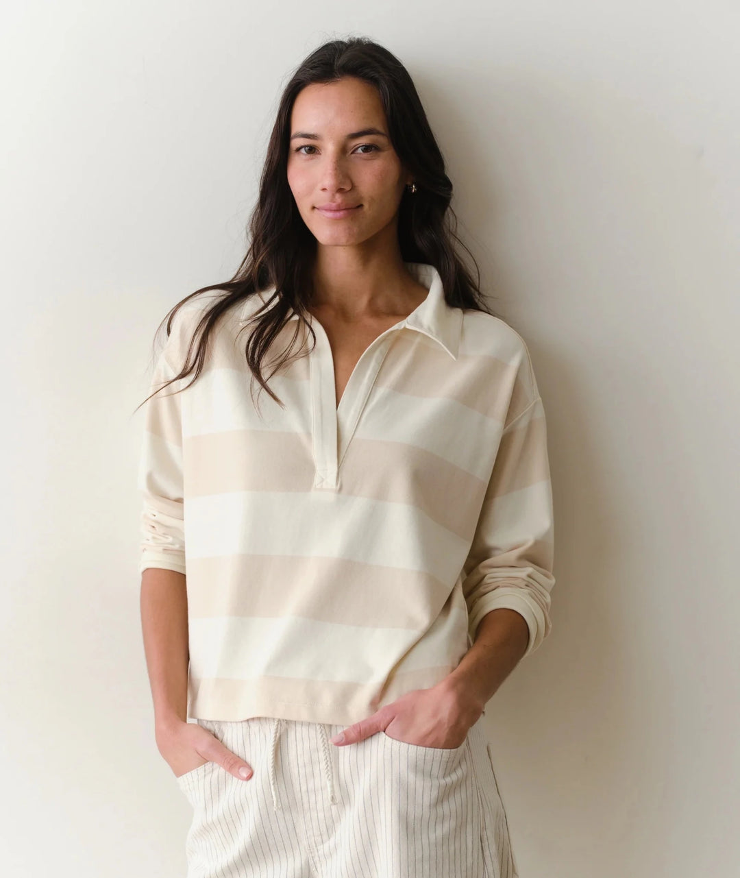 Luxe Sueded Polo Tee - eloise boutique