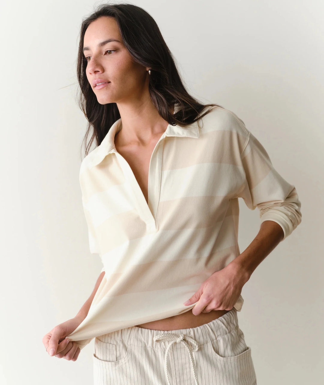 Luxe Sueded Polo Tee - eloise boutique