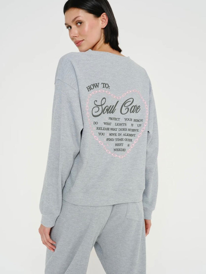Mayfair Soul Grey Relaxed Waffle Crewneck - eloise boutique