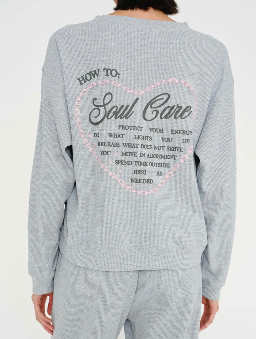 Mayfair Soul Grey Relaxed Waffle Crewneck - eloise boutique