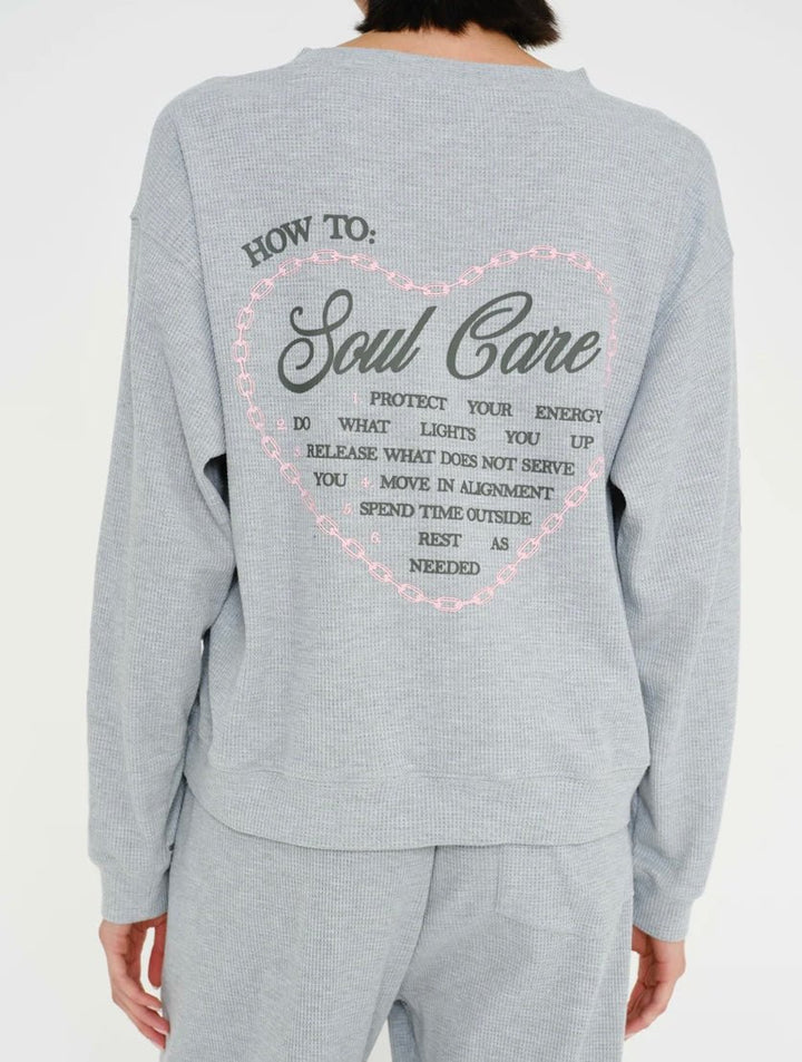 Mayfair Soul Grey Relaxed Waffle Crewneck - eloise boutique