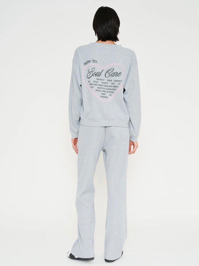 Mayfair Soul Grey Relaxed Waffle Wide - Leg Sweatpant - eloise boutique