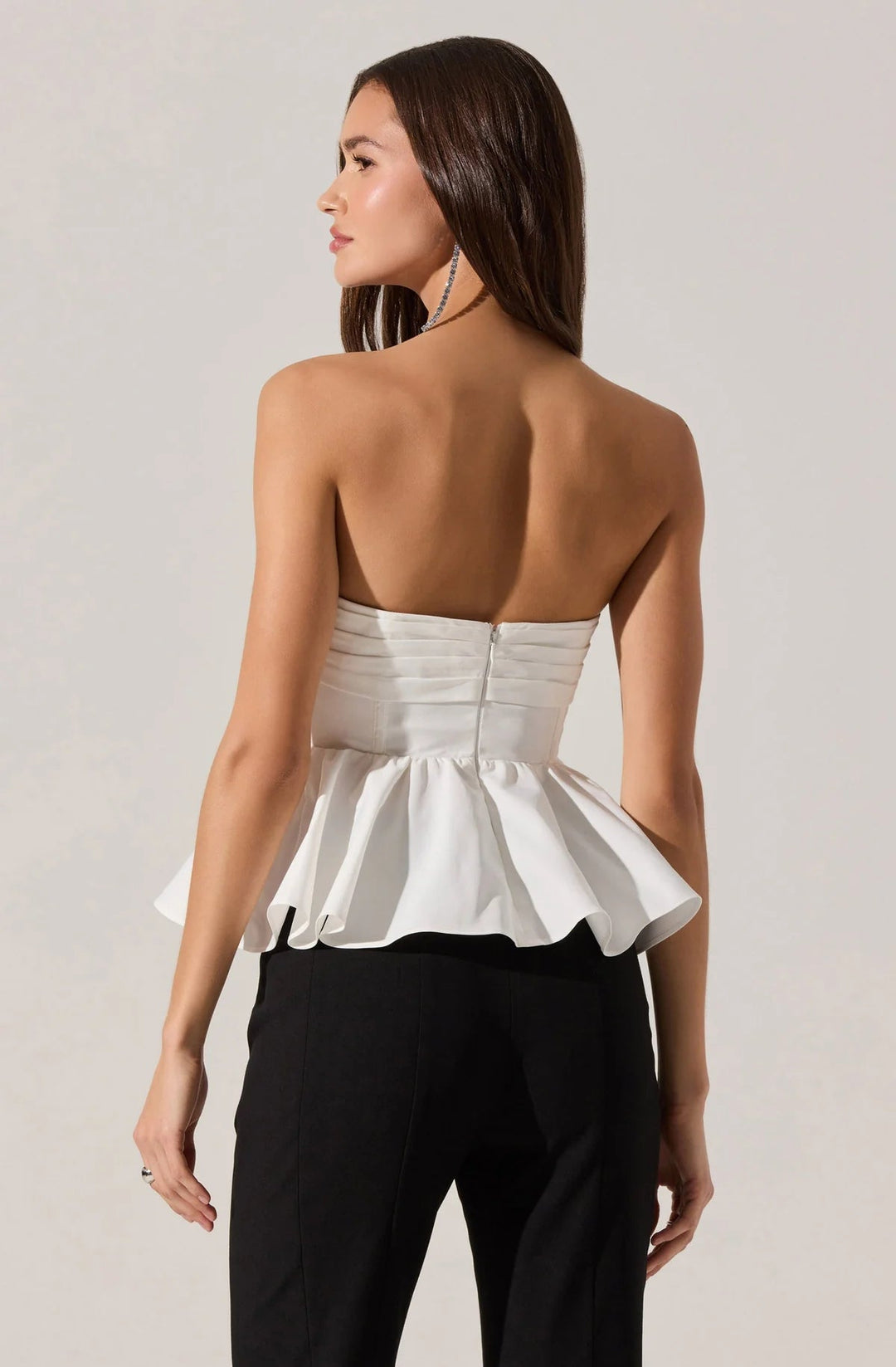 Melia Strapless Pleated Peplum Top - eloise boutique