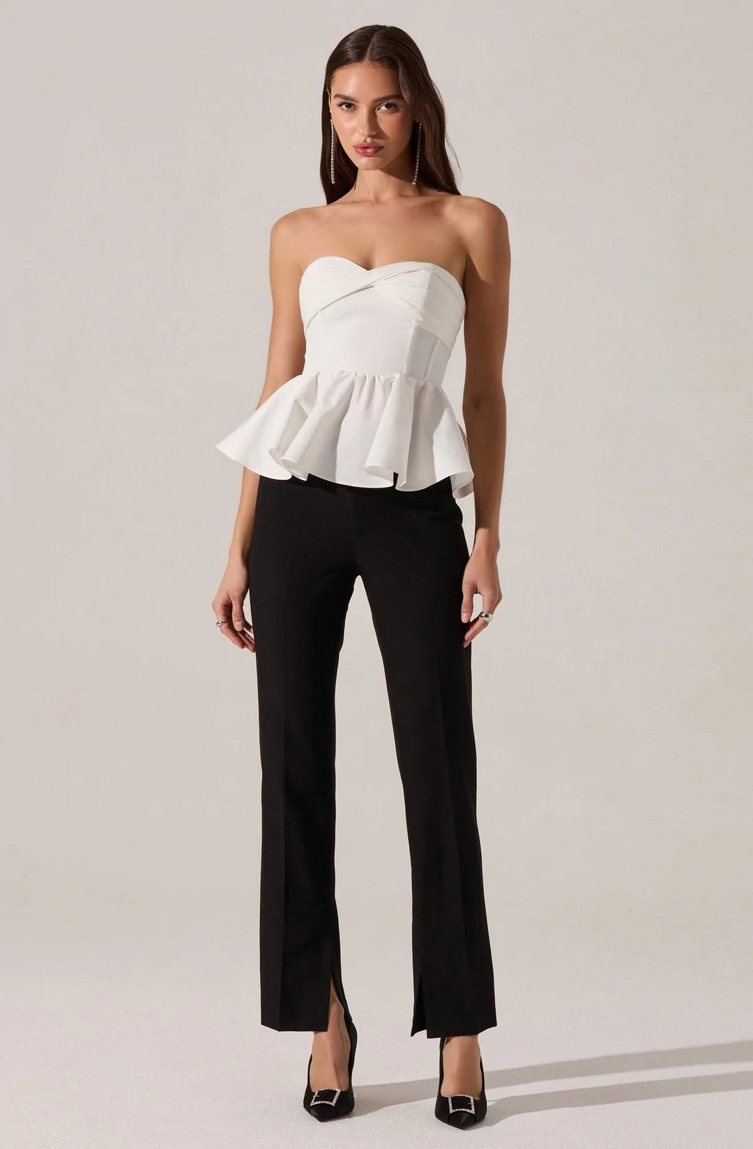 Melia Strapless Pleated Peplum Top - eloise boutique