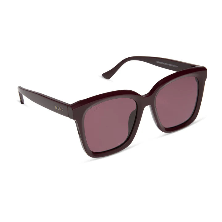 Sunglasses with dark brown frame and lenses on a white background