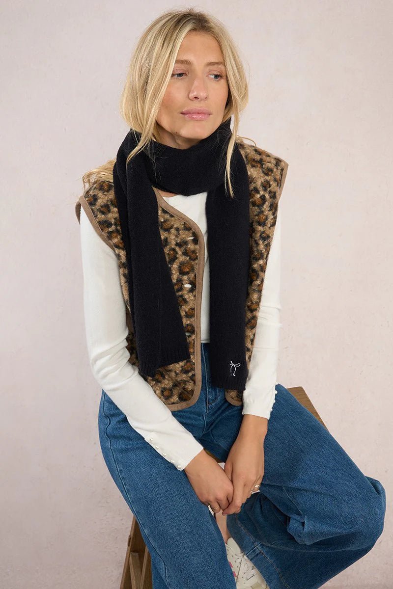 Midnight Knit Scarf With Bow Accent - eloise boutique