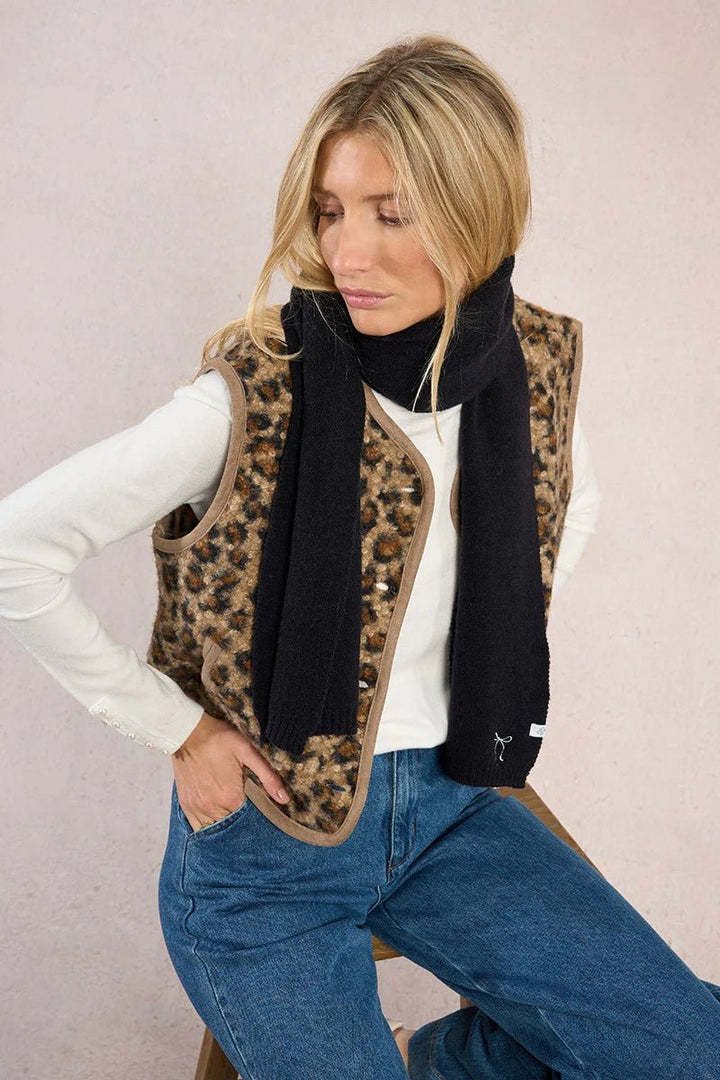 Midnight Knit Scarf With Bow Accent - eloise boutique