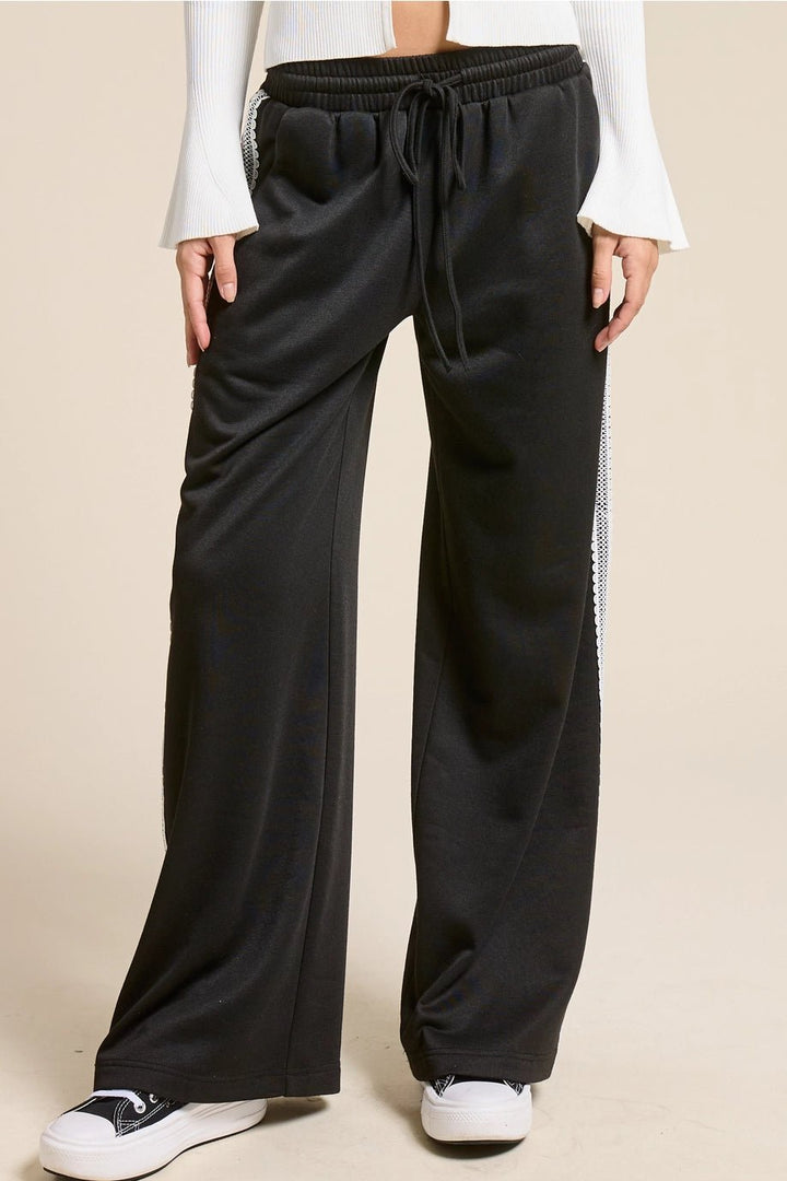 Midnight Lace Wide - Leg Lounge Pants - eloise boutique