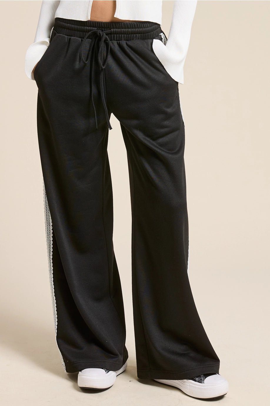 Midnight Lace Wide - Leg Lounge Pants - eloise boutique