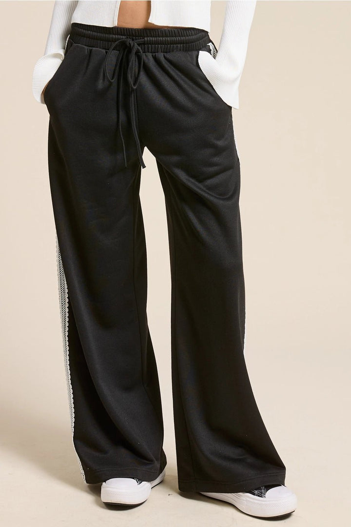 Midnight Lace Wide - Leg Lounge Pants - eloise boutique