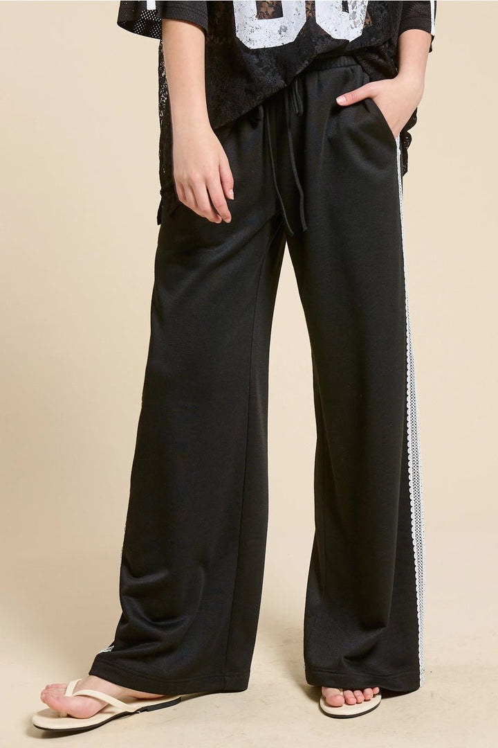 Midnight Lace Wide - Leg Lounge Pants - eloise boutique