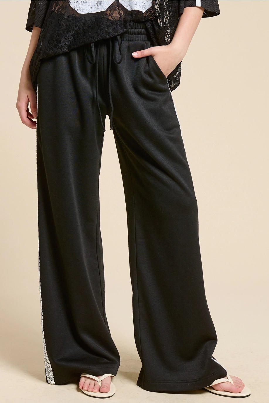 Midnight Lace Wide - Leg Lounge Pants - eloise boutique