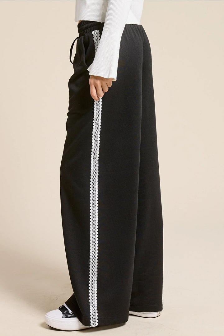 Midnight Lace Wide - Leg Lounge Pants - eloise boutique