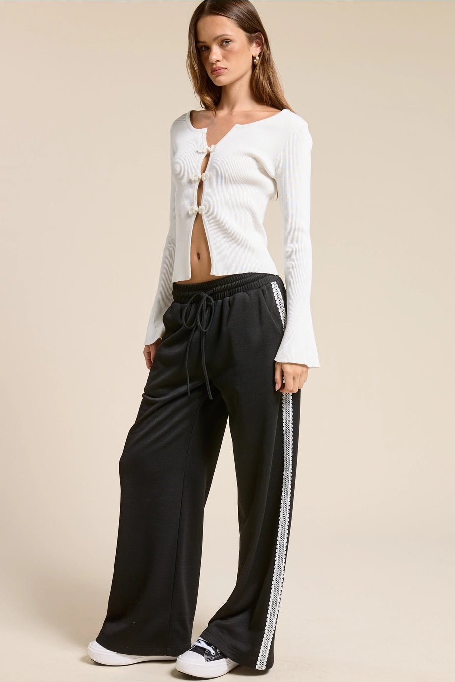 Midnight Lace Wide - Leg Lounge Pants - eloise boutique