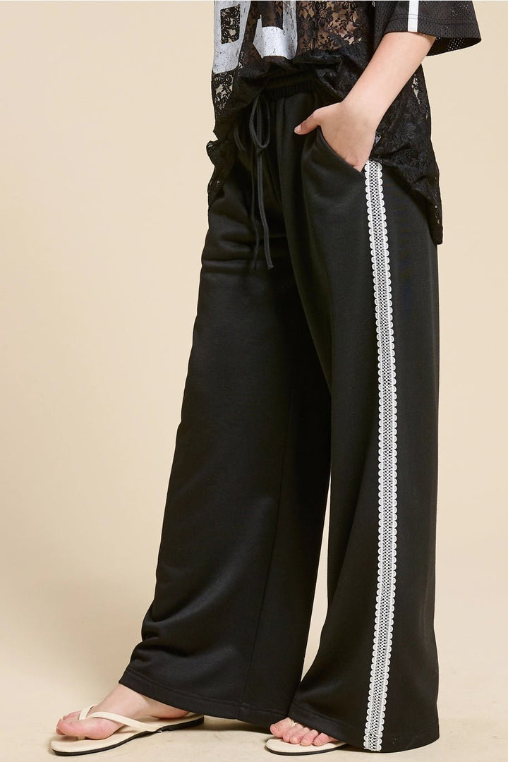 Midnight Lace Wide - Leg Lounge Pants - eloise boutique