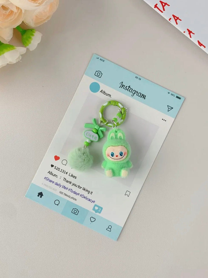 Mini Labubu Puff Ball Keychains - eloise boutique