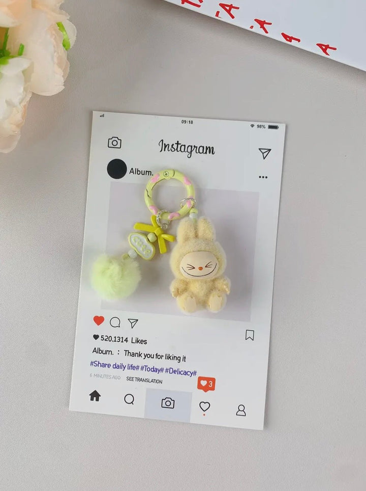 Mini Labubu Puff Ball Keychains - eloise boutique