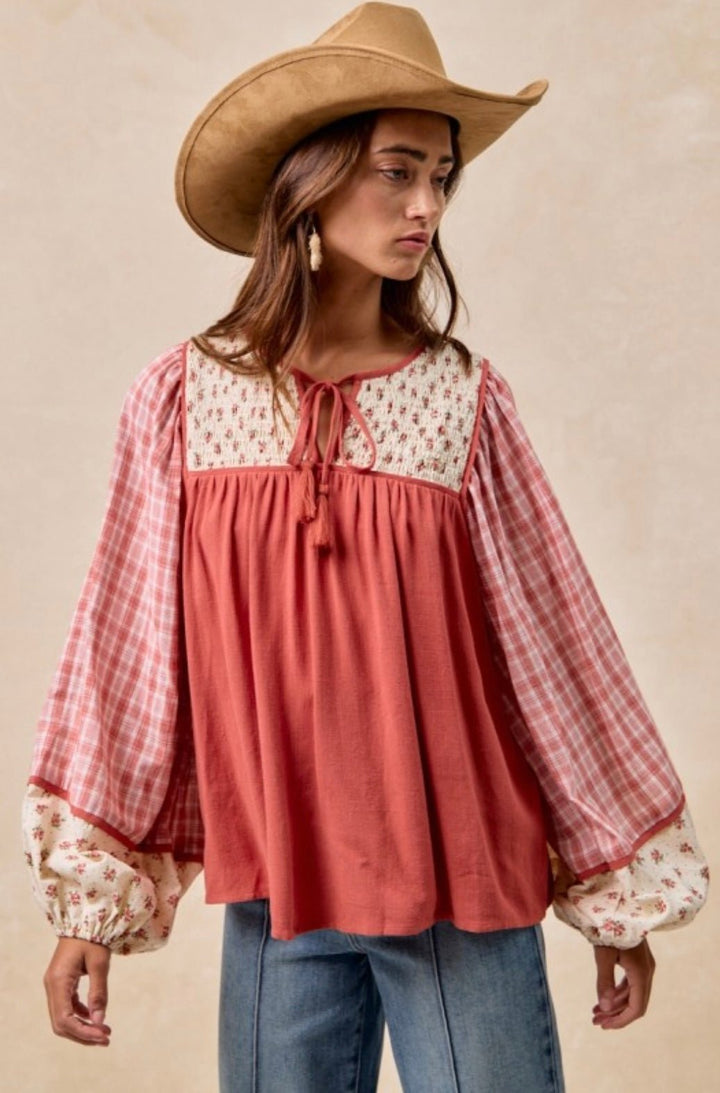 Mix &amp; Match Front Tie Top With Smocking Detail - eloise boutique