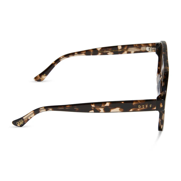 Sunglasses with tortoiseshell frame on a white background