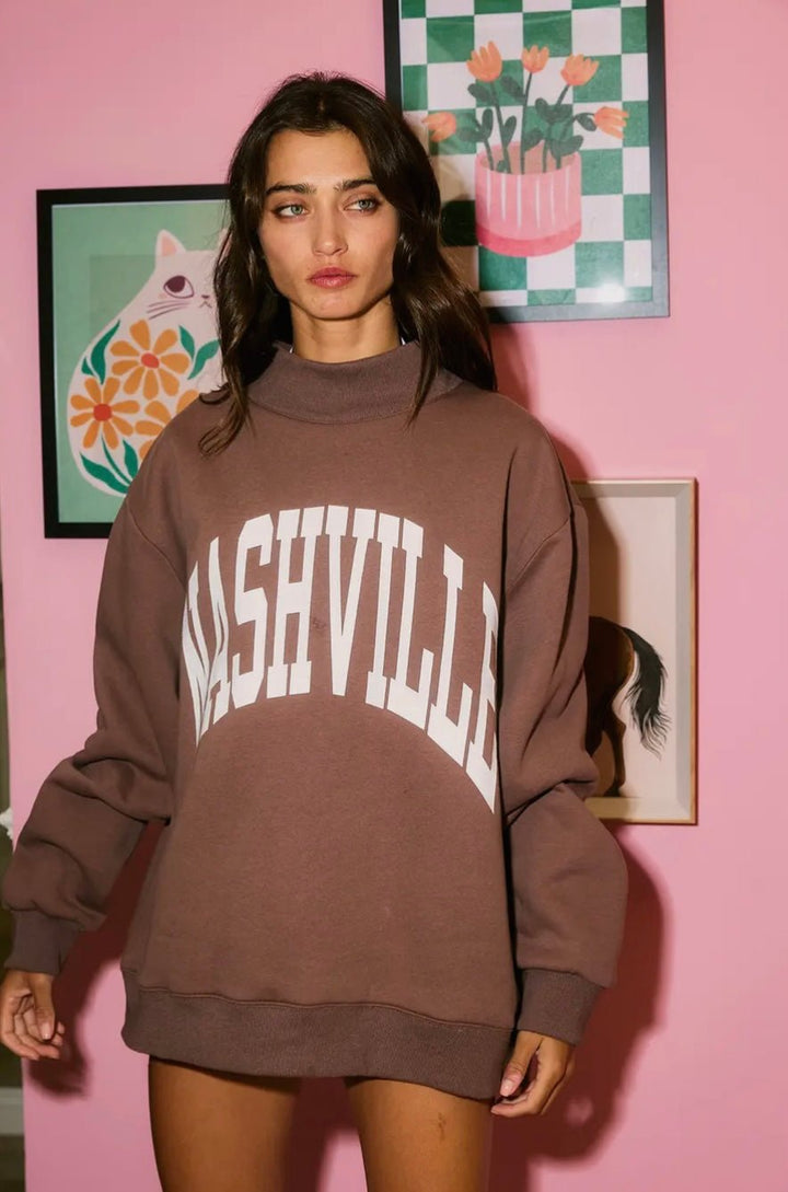 NASHVILLE / BROADWAY Reversible Mock Neck Sweatshirt - eloise boutique