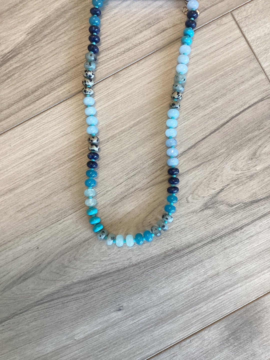 Natural Agate Glass Semi Precious Bead Necklace Blues - eloise boutique