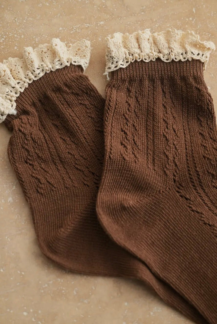Net Pointelle With Crochet Trim Socks - eloise boutique