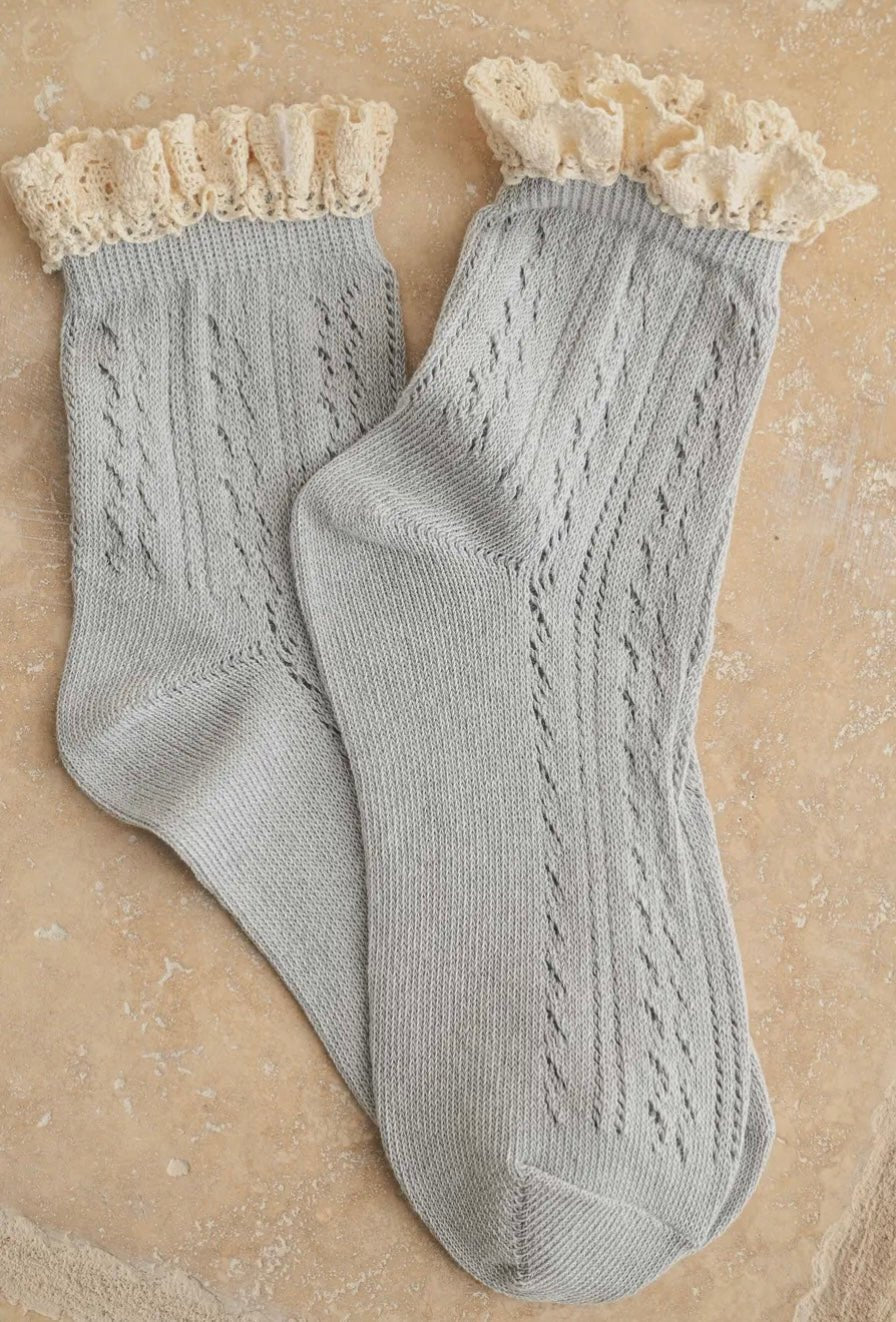 Net Pointelle With Crochet Trim Socks - eloise boutique