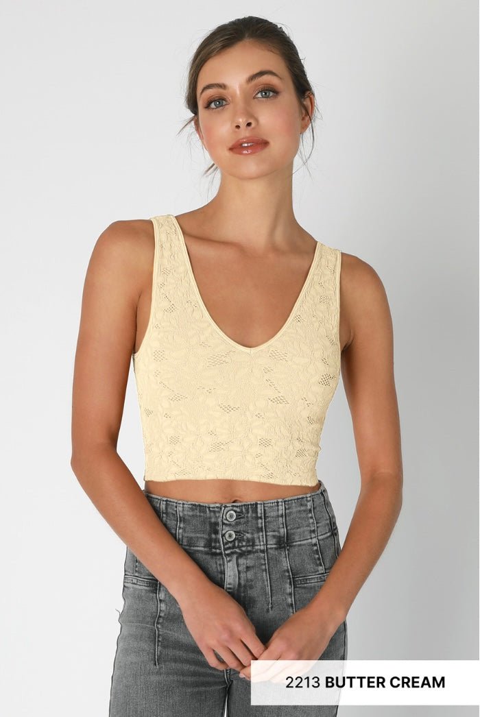 NIKIBIKI Lace V Neck Tank Top - ONE SIZE - eloise boutique