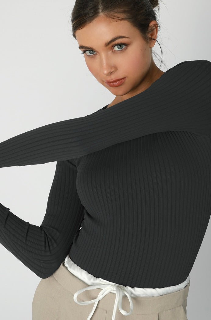 NIKIBIKI Wide Ribbed LS Top - ONE SIZE - eloise boutique