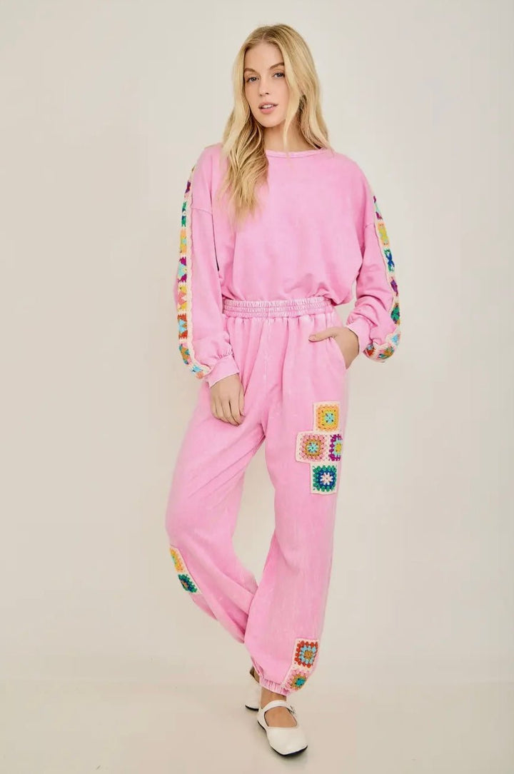 Nostalgia Bloom Crochet Jogger - eloise boutique