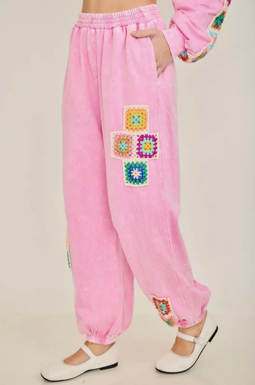 Nostalgia Bloom Crochet Jogger - eloise boutique