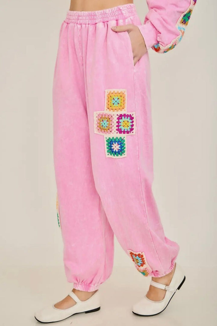 Nostalgia Bloom Crochet Jogger - eloise boutique