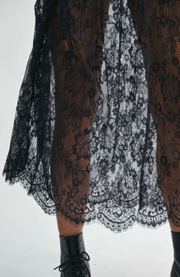 Oversized Tee Dress With Lace - eloise boutique