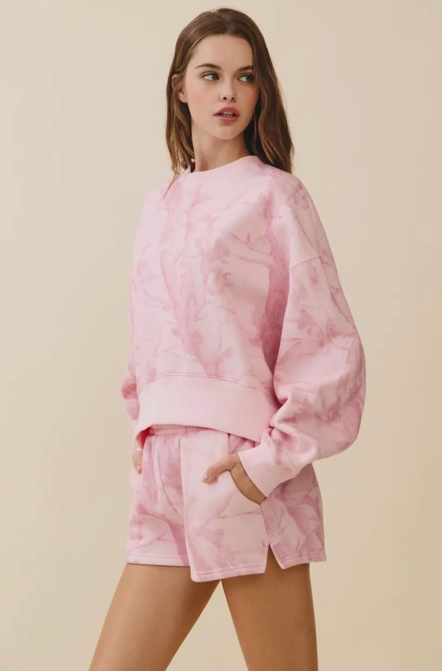 Pink Camo Print Drop Shoulder Sweatshirt - eloise boutique
