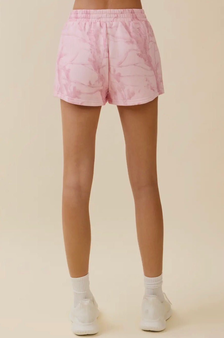 Pink Camo Print High Waisted Sweat Shorts - eloise boutique