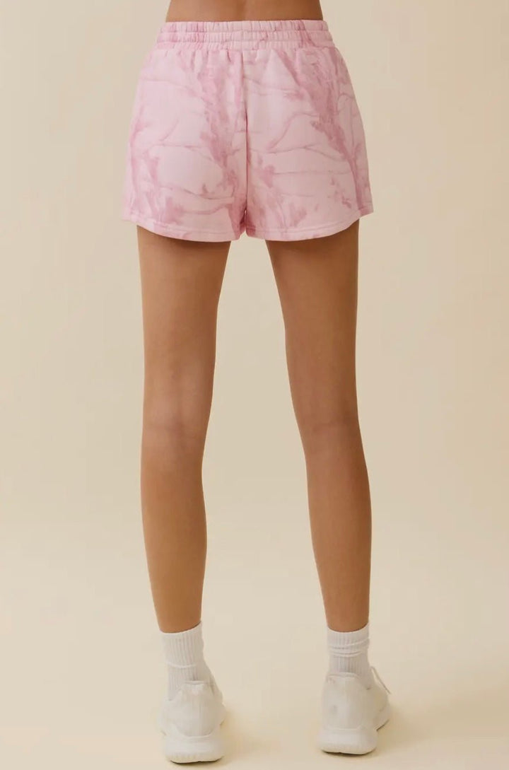 Pink Camo Print High Waisted Sweat Shorts - eloise boutique