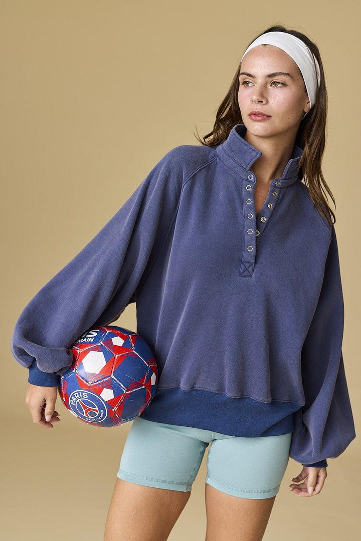 Piper Snap Button Collared Pullover - eloise boutique