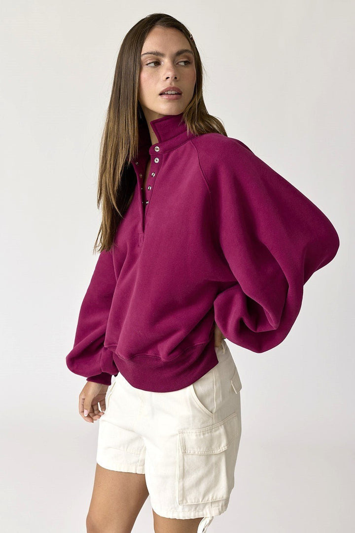 Piper Snap Button Collared Pullover - eloise boutique